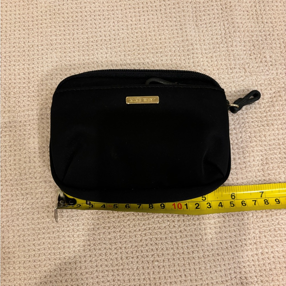 Nine West Black Mini Zip Pouch with Gold Logo